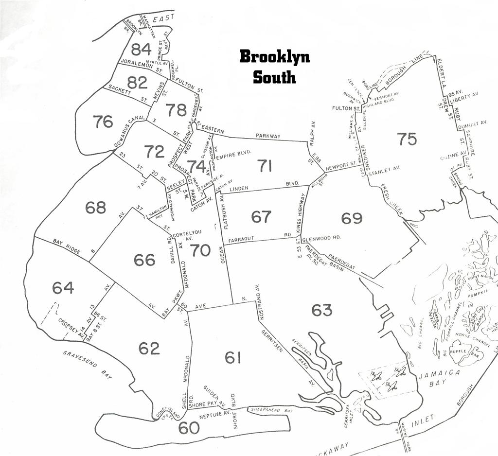 POLICE NY precinct map Brooklyn South